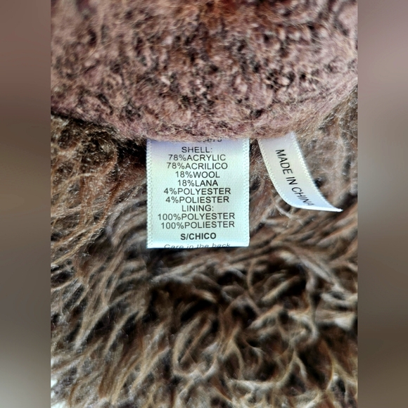 Love Tree Brown Wool Sherpa Fur Heavy Vest w/ Brown Leather Trim & Pockets - Picture 10 of 13